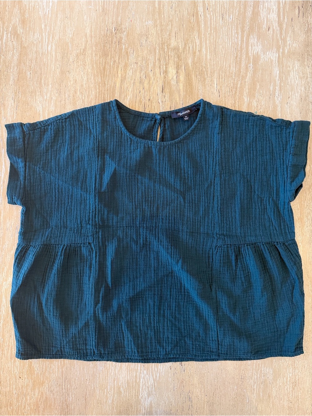 Madewell Teal Boxy Short-Sleeve Peasant Top-XS-PreOwned